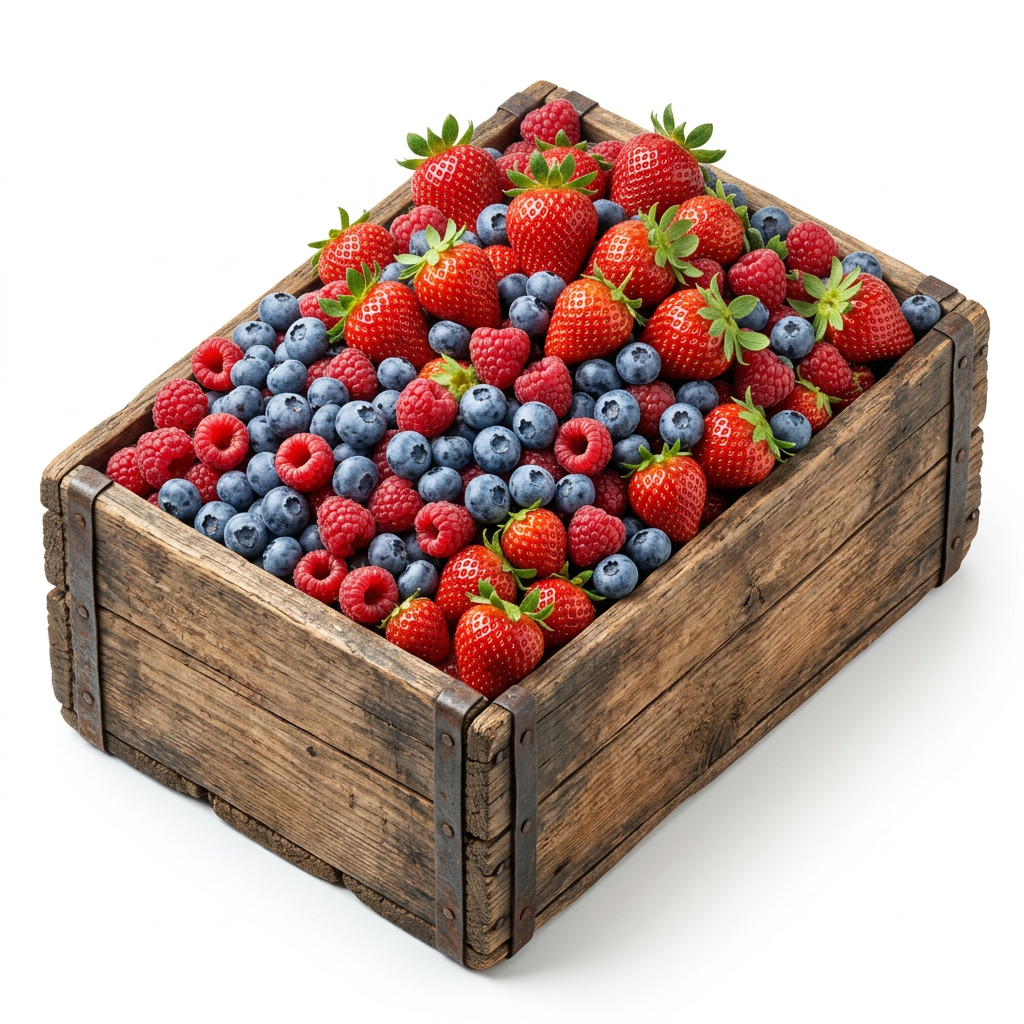 A crate of mixed berries