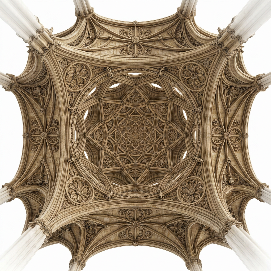 An intricate cathedral ceiling